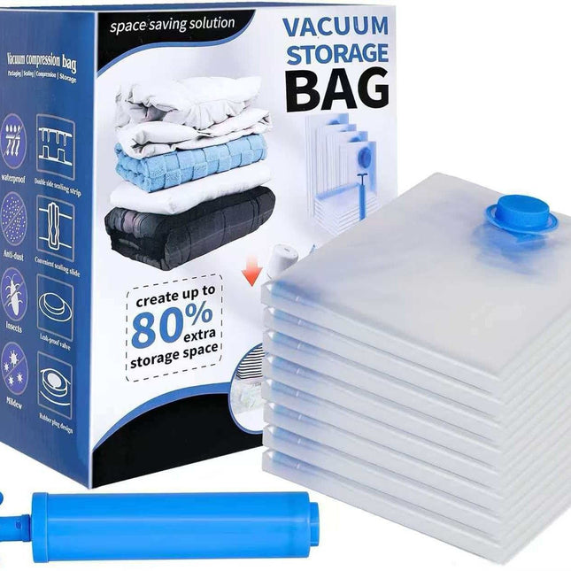 6-Piece Vacuum Storage Bags Set with Hand Pump