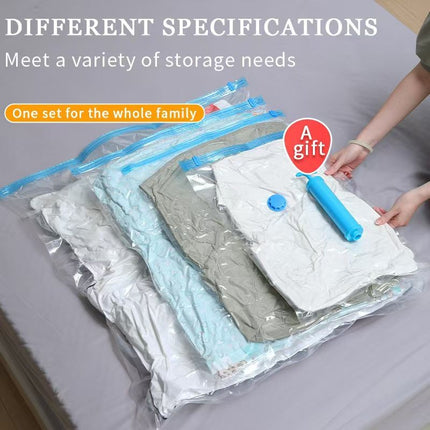 6-Piece Vacuum Storage Bags Set with Hand Pump - Multi-Size Space Saver for Quilts, Clothes & Duvets