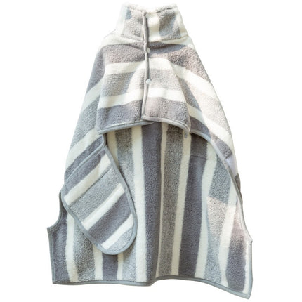 Grey Stripes Super Absorbent Pet Bathrobe with Waist Belt & Neck Snap - Full Coverage Quick-Drying Towel for Dogs & Cats (XS Size)