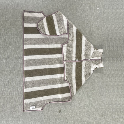 Brown Stripes Super Absorbent Pet Bathrobe with Waist Belt & Neck Snap - Full Coverage Quick-Drying Towel for Dogs & Cats (S Size)