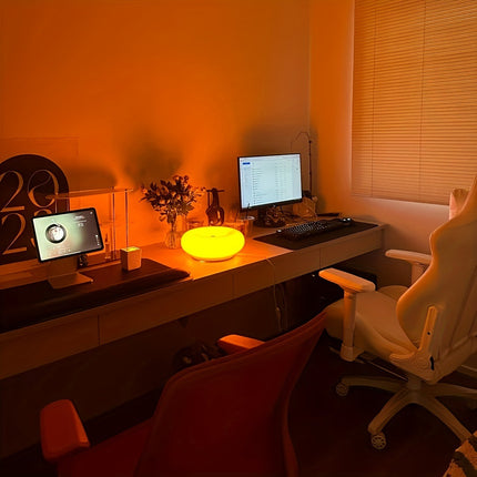 Retro Bauhaus Donut Bedside Lamp - Vibrant Orange Ambient Light and Sconce with Touch Dimming (USB Plug-in)
