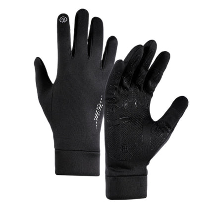 Black Windproof Thermal Sports Gloves with Touchscreen Fingertips & Anti-Slip Palm Grip for Running & Cycling (SD-01 Buckle / M Size)