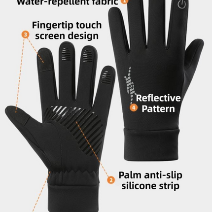 Grey Windproof Thermal Sports Gloves with Touchscreen Fingertips & Anti-Slip Palm Grip for Running & Cycling (SD-01 Wrist-Tighten / M Size)
