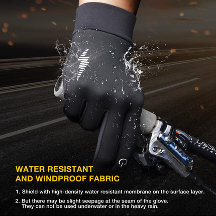 Grey Windproof Thermal Sports Gloves with Touchscreen Fingertips & Anti-Slip Palm Grip for Running & Cycling (SD-01 Wrist-Tighten / M Size)