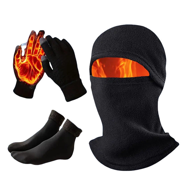3-in-1 Black Winter Windproof and Thermal Sport Gear