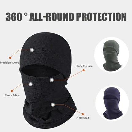 3-in-1 Black Winter Windproof and Thermal Sport Gear - Fleece Balaclava Hood, Touchscreen Gloves & Insulated Socks