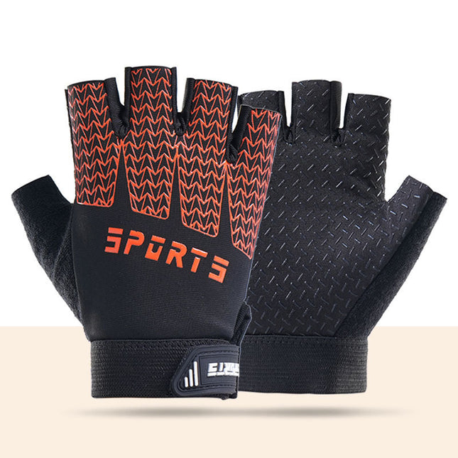 Black and Red Breathable Half-Finger Cycling Gloves for Kids