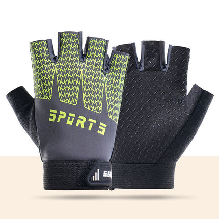 Black and Green Breathable Half-Finger Cycling Gloves for Kids - Non-Slip Silicone Grip, Ice Silk & Shock-Absorbing Sports Mitts (M Size)