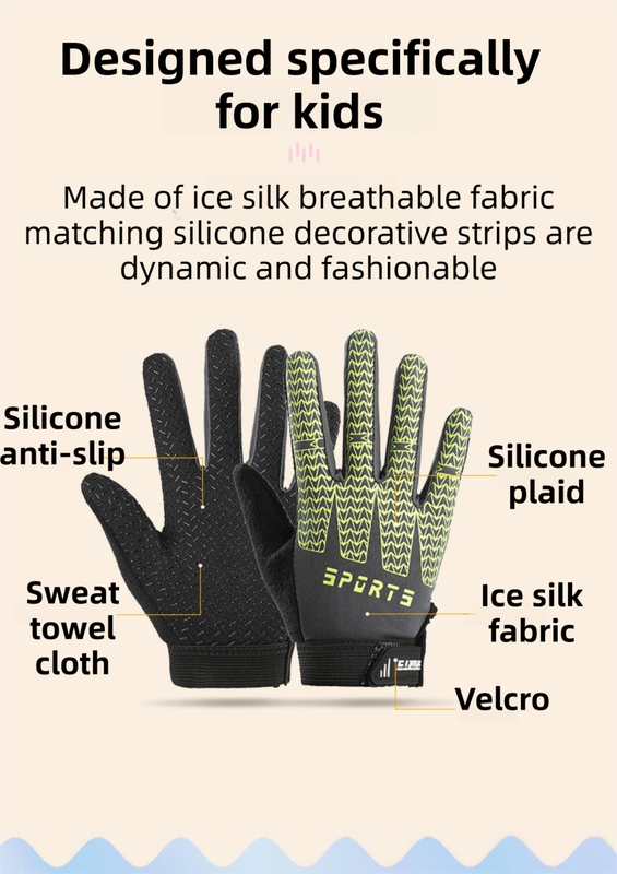 Black and Pink Breathable Cycling Gloves for Kids – product detail