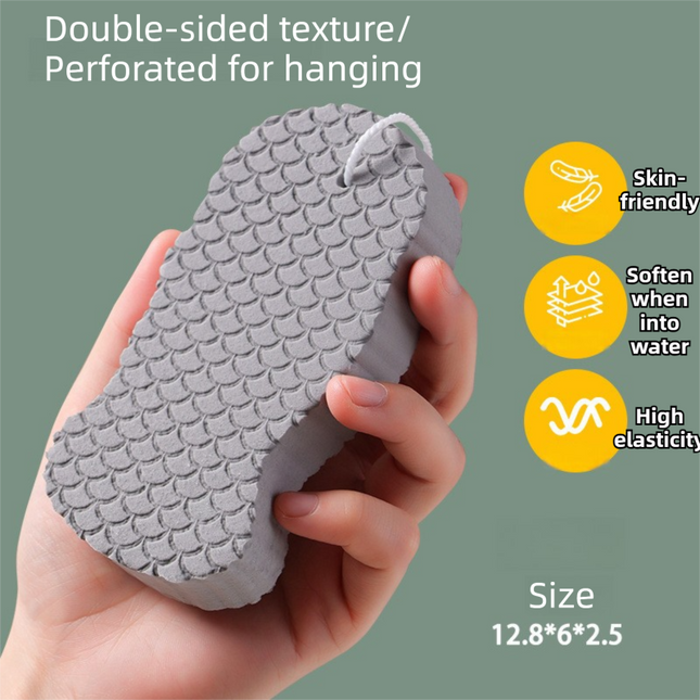 3PCS Grey Nordic Style 3D Fish Scale Exfoliating Sponge