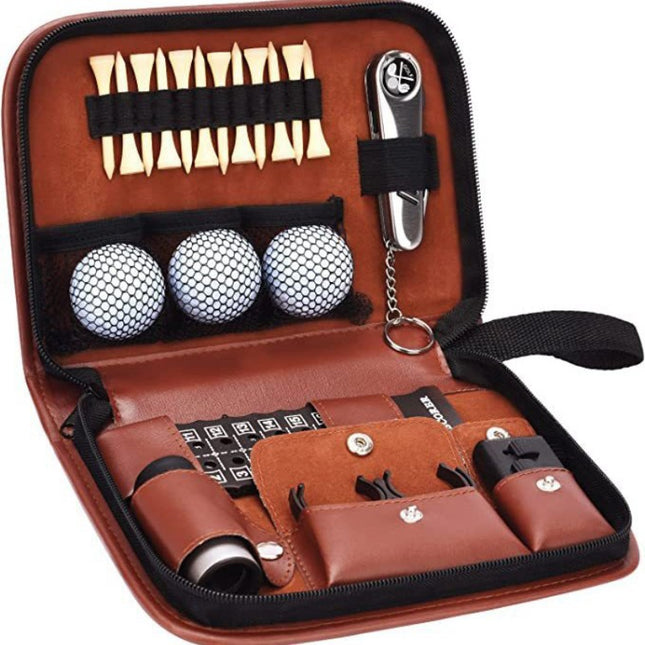 21-Piece Premium Golf Essential Accessory Kit with PU Leather Organizer