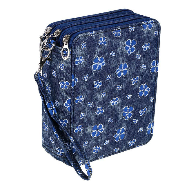 Portable 78-Slot Oxford Cloth Colored Pencil Zipper Case