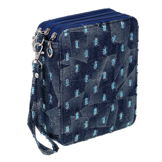Portable 78-Slot Oxford Cloth Colored Pencil Zipper Case
