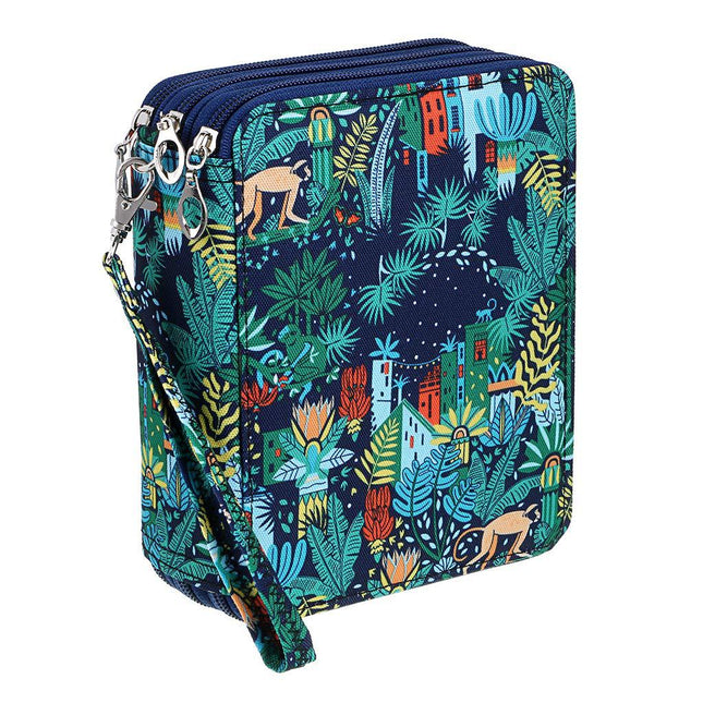Portable 78-Slot Oxford Cloth Colored Pencil Zipper Case