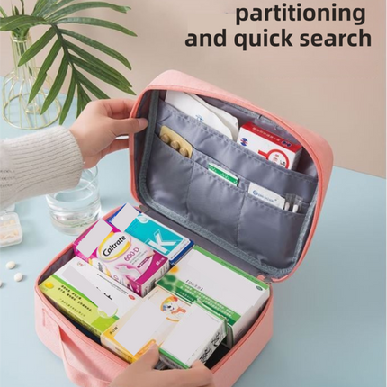 Pink Large Capacity Empty First Aid Kit 25 x 14 x 20 CM - Durable Oxford Cloth Emergency Medical Storage Bag for Home Car Camping Travel