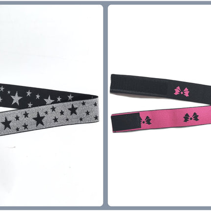 Adjustable Elastic Headband & Wig Grip Band - Comfortable and Seamless Edge Fixer for Wigs and Frontals (Black Silver Stars + Black Pink Butterfly)