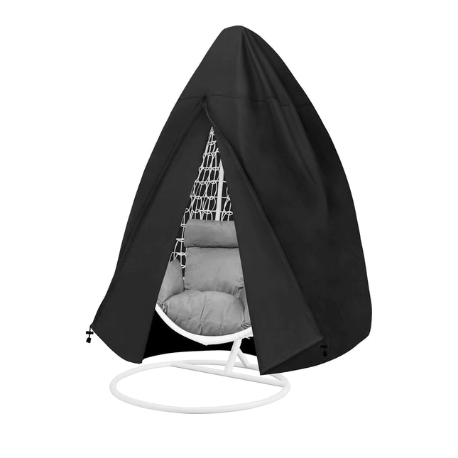Black Heavy Duty Hanging Egg Chair Shield with Windproof Drawstring and Storage Bag (Single Seat 190 x 115
