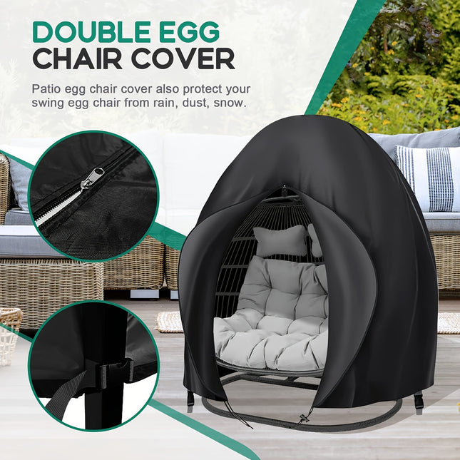 Black Heavy Duty Hanging Egg Chair Shield with Windproof Drawstring and Storage Bag (Double Seat 190 x 115 – product detail