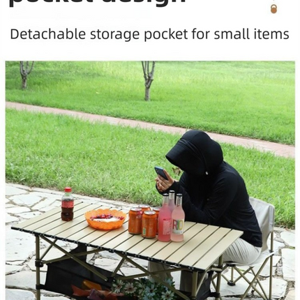 36CM Black Portable Folding Camping Chair with Storage Bag & Pocket - Heavy-Duty Carbon Steel Picnic Chair