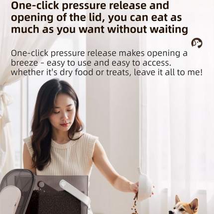 10L Smart Vacuum Pet Food Storage Container - Moisture & Insect Proof, Constant Pressure Paws-Keep-Fresh(Transparent White)