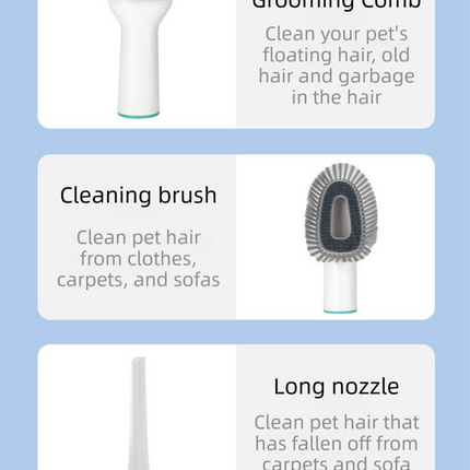 7-in-1 White Multifunctional Pet Grooming Vacuum Kit - Dog Cat Home Barber Shop & Low Noise Shedding Groomer with 1L Large Dust Cup