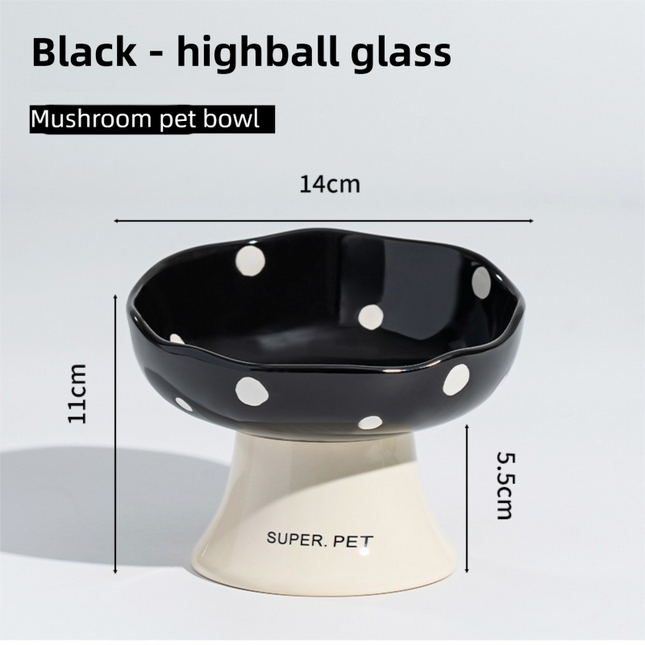 Black Elevated 15 Degree Tilted Ceramic Cat Bowl