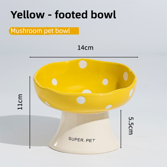Yellow Elevated 15 Degree Tilted Ceramic Cat Bowl