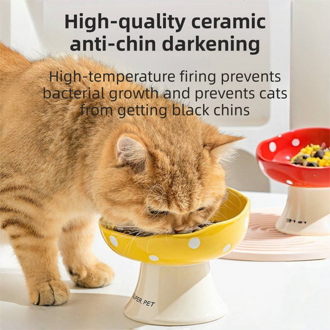 Yellow Elevated 15 Degree Tilted Ceramic Cat Bowl – product detail