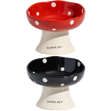Red and Black Elevated 15 Degree Tilted Ceramic Cat Bowl