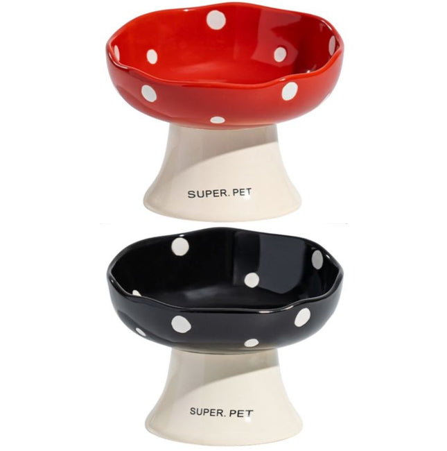 Red and Black Elevated 15 Degree Tilted Ceramic Cat Bowl