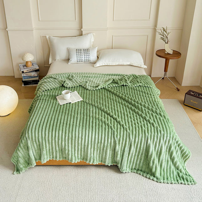 Green 230 x 200 CM Ultra-Soft Faux Rabbit Fur Plush Sofa Cushion & Bedding Blanket