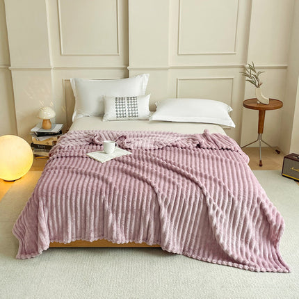 Purple 230 x 200 CM Ultra-Soft Faux Rabbit Fur Plush Sofa Cushion & Bedding Blanket