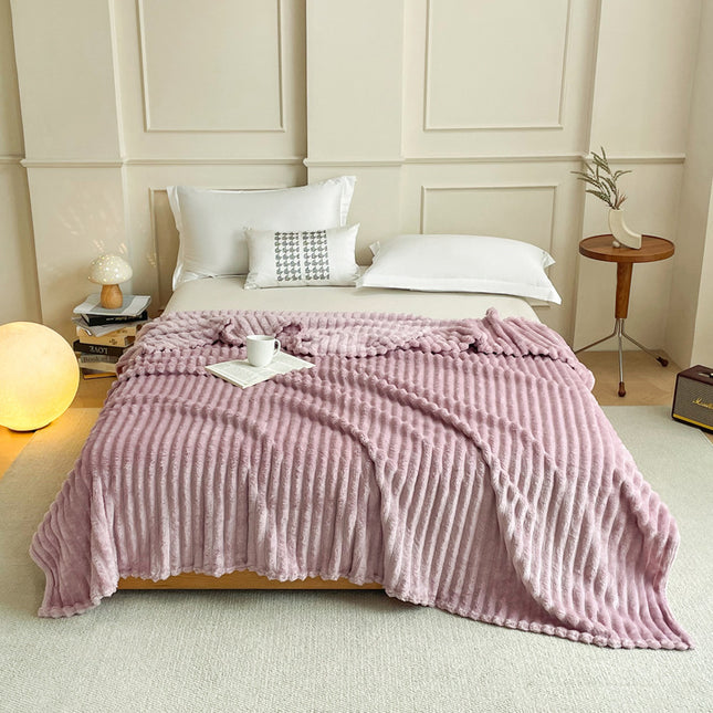 Purple 230 x 200 CM Ultra-Soft Faux Rabbit Fur Plush Sofa Cushion & Bedding Blanket