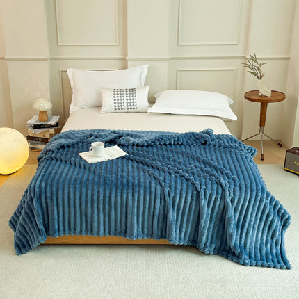 Dark Blue 230 x 200 CM Ultra-Soft Faux Rabbit Fur Plush Sofa Cushion & Bedding Blanket - Luxury Double-Sided Thickened Winter Fleece