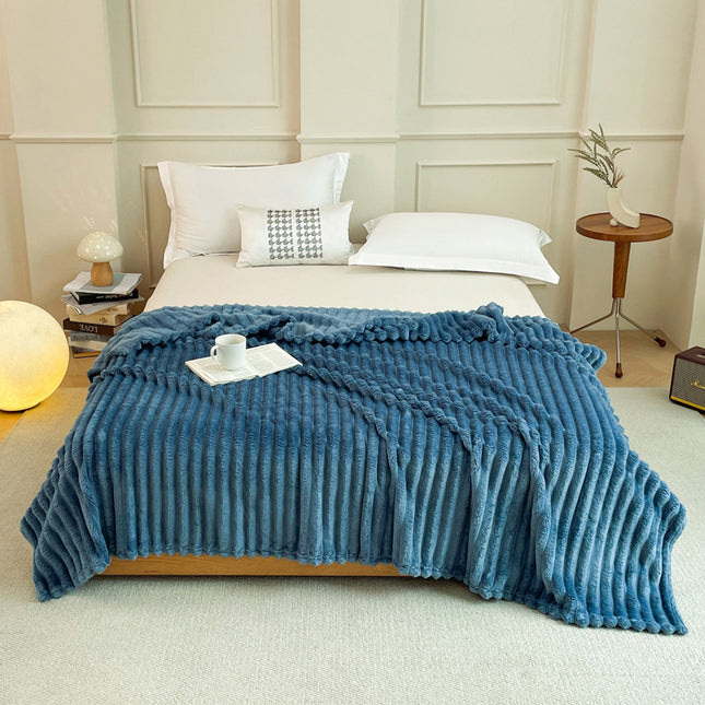 Dark Blue 230 x 200 CM Ultra-Soft Faux Rabbit Fur Plush Sofa Cushion & Bedding Blanket