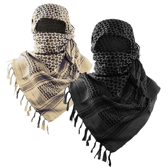 2-Pack 110x110CM Military Shemagh Cotton Tactical Desert Scarf (Black Plus V888-ELOSUNG49161