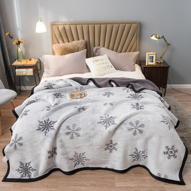 Grey Floral Fantasy 100x150CM Premium Double-Sided Print Flannel Blanket