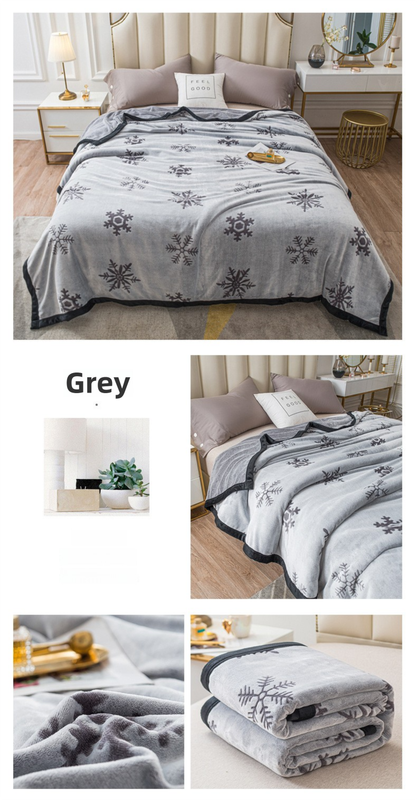 Grey Floral Fantasy 180x200CM Premium Double-Sided Print Flannel Blanket – product detail