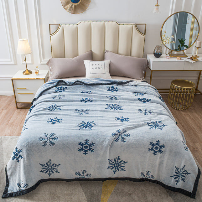 Blue Floral Fantasy 180x200CM Premium Double-Sided Print Flannel Blanket