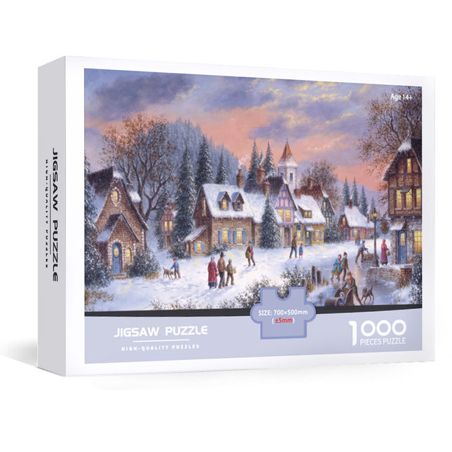 1000-Piece Large Jigsaw Puzzles with 70x50CM Display (Winter Night V888-ELOSUNG49206