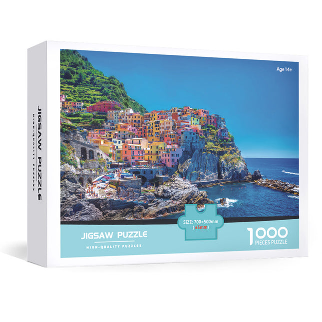 1000-Piece Large Jigsaw Puzzles with 70x50CM Display (Italy Cinque Terre V888-ELOSUNG49208
