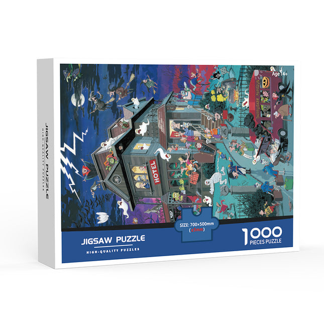 1000-Piece Large Jigsaw Puzzles with 70x50CM Display (Halloween Spooktacular V888-ELOSUNG49209