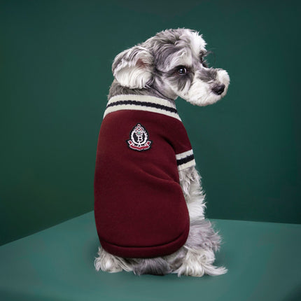4-Pack L Size Preppy Style V-Neck Knitted Cotton Pet Sweater - Hair-Resistant & Breathable, Classic Fleece-Lined Pullover for Cats and Dogs(Green + Red + Khaki + Grey)