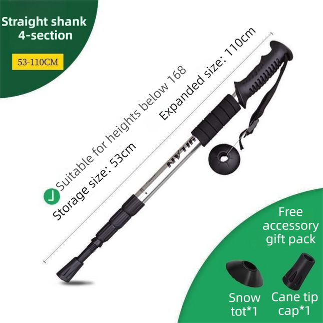53-110 CM Silver Ultralight Telescopic Aluminum Trekking Pole (4-Section Straight Handle)