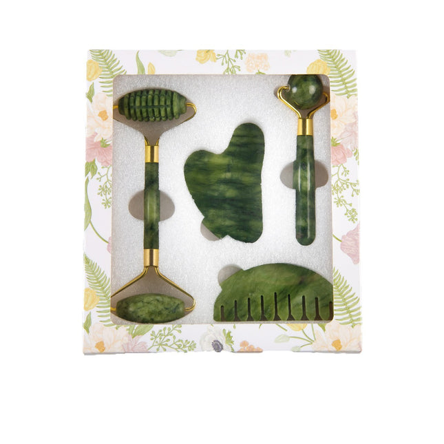 4-in-1 Natural Xiuyan Jade Facial Roller and Gua Sha Set for Face and Body Massage V888-ELOSUNG49237