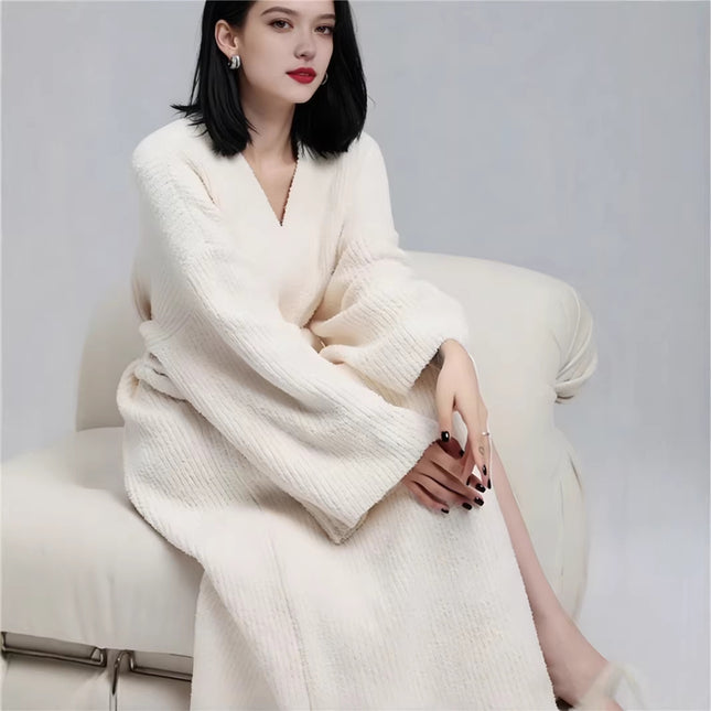 Pink Women's Ultra-Soft Plush V-Neck Cardigan Robe – product detail