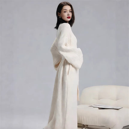 Pink Women's Ultra-Soft Plush V-Neck Cardigan Robe - Extra Thick Half-Velvet Warm Housecoat & Outdoor Wearable Sleepwear