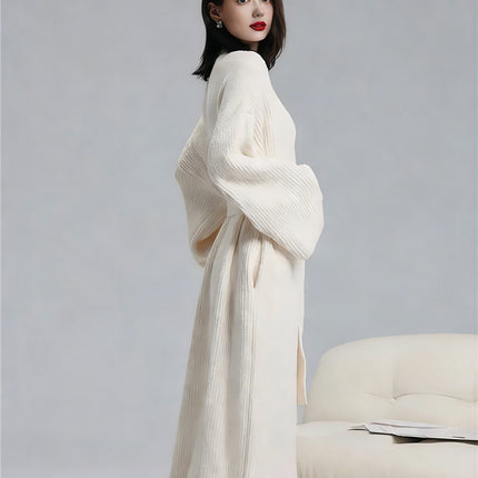 Rose Red Women's Ultra-Soft Plush V-Neck Cardigan Robe - Extra Thick Half-Velvet Warm Housecoat & Outdoor Wearable Sleepwear