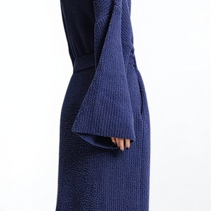 Blue Women's Ultra-Soft Plush V-Neck Cardigan Robe - Extra Thick Half-Velvet Warm Housecoat & Outdoor Wearable Sleepwear