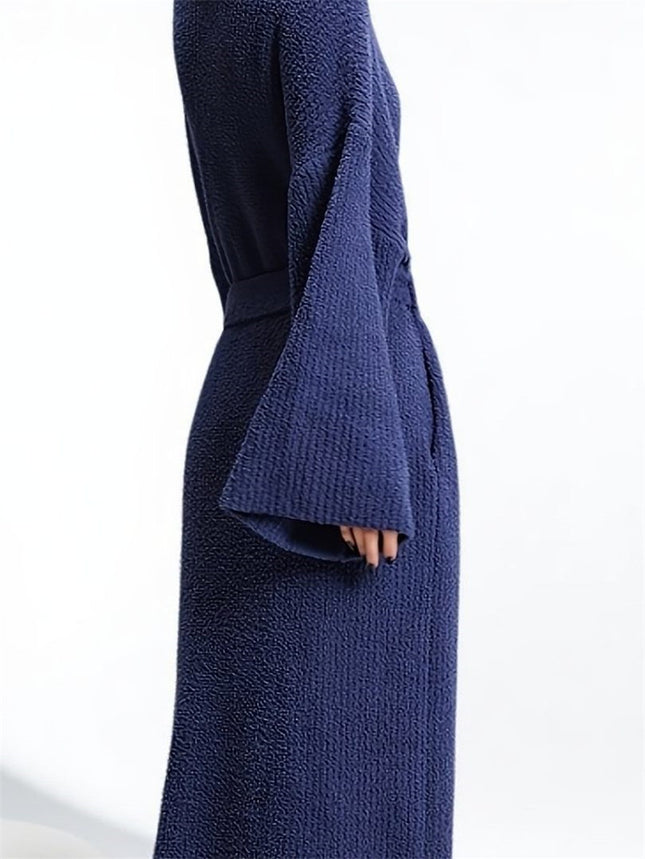 Blue Women's Ultra-Soft Plush V-Neck Cardigan Robe